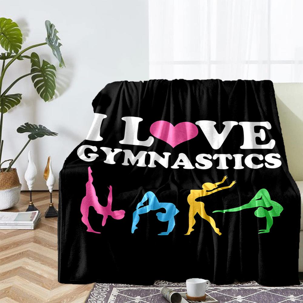 gymnastics Theme Printed Blanket - Perfect for Couch, Bed, Travel & Outdoor Use | Machine Washable, Cozy & Durable.