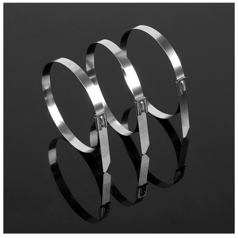 100Pcs 304 Stainless Steel Self-Locking Cable Ties Heat Proof Self-locking Fastening Rings  Vehicles
