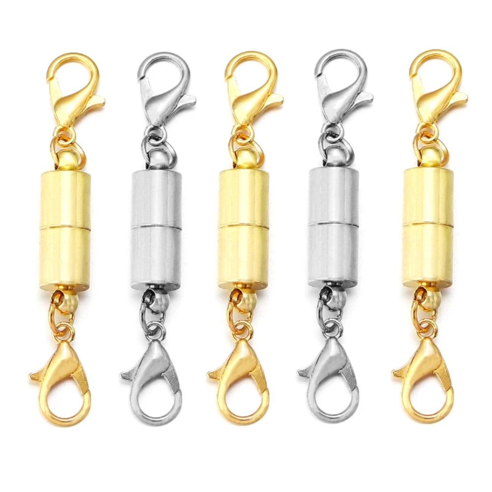 4Pcs/Lot Round Magnetic Clasps for Jewelry Making Magnet End Clasp Connectors Buckle Metal Clasp with Lobster Clasps