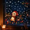 Festive Home Decor Supplies Christmas Static Window Cling Penguin Decal with Holly Baubles Snowflakes Holiday Interior Glass Ornaments for