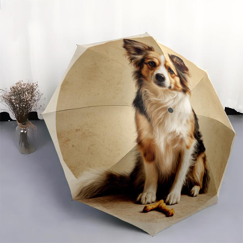 Perro con patrón de Hueso, paraguas de plegado automático, diseño portátil y plegable, 8 varillas, un regalo de Navidad o cumpleaños.