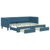 VidaXL Daybed with Trundle and Drawers Blue 80x200 Cm Velvet 3196731