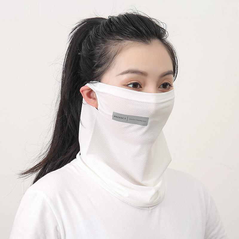 Sommer-Sonnenschutzmaske aus Eisgewebe, atmungsaktiv, Lochhals, Gesichtsschal, Schutz, integrierte Ohren, hängender Hals, schnelltrocknend, Radfahren, Unisex