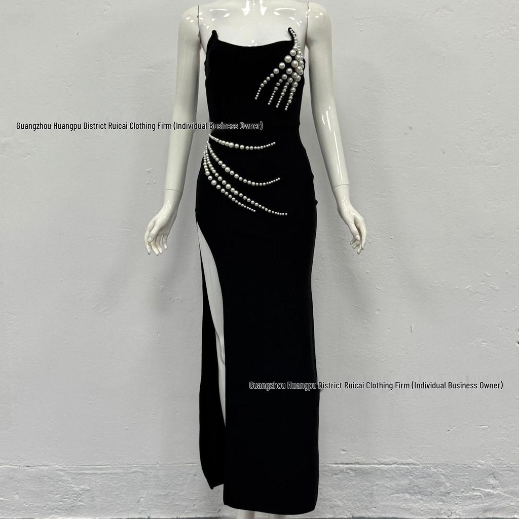 Elegant Beaded Strapless Evening Gown for Women