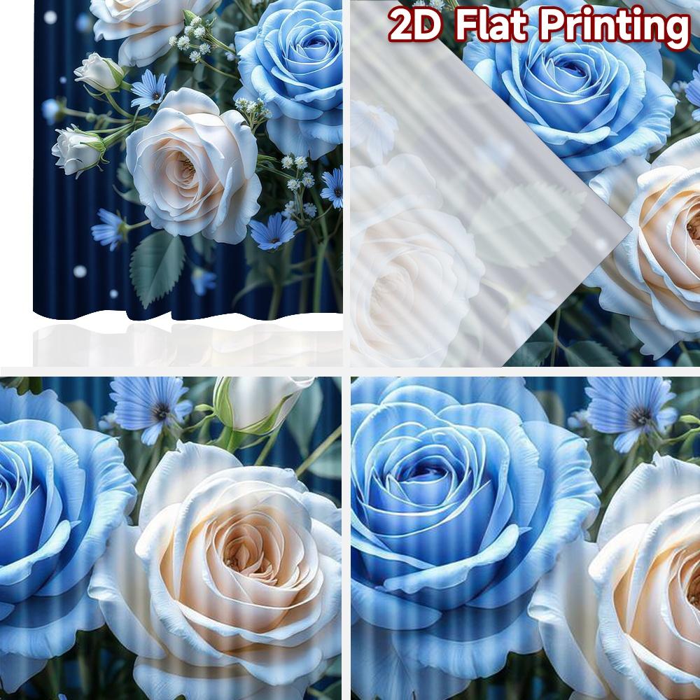 2D flat Photography Backdrop Popular Background cloth Butterfly and Blue Roses 100% Polyester Anniversary for Holiday party