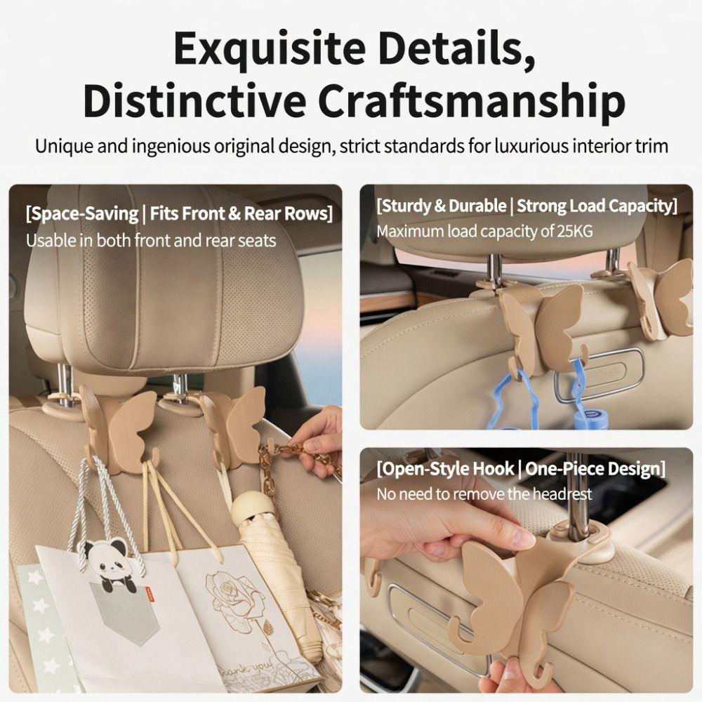 Hidden Hook Car Seat Hook Butterfly Shape Car Seat Back Organizer Lovely Headrest Hanger Backseat