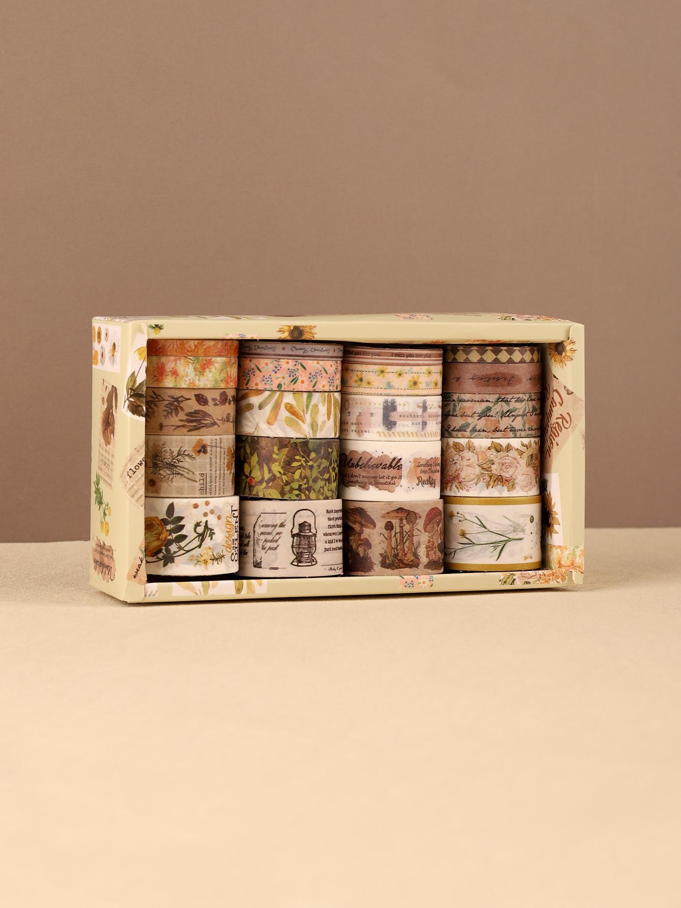 20rolls/box Aesthetic Vintage plants washi tape scrapbook supplies journaling supplies Masking Tape School Supplies washi tape