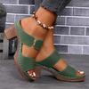 Women's Round Toe High Heel Sandals, Fashion Summer Open-Toe Slides, Plus Size Summer Footwear