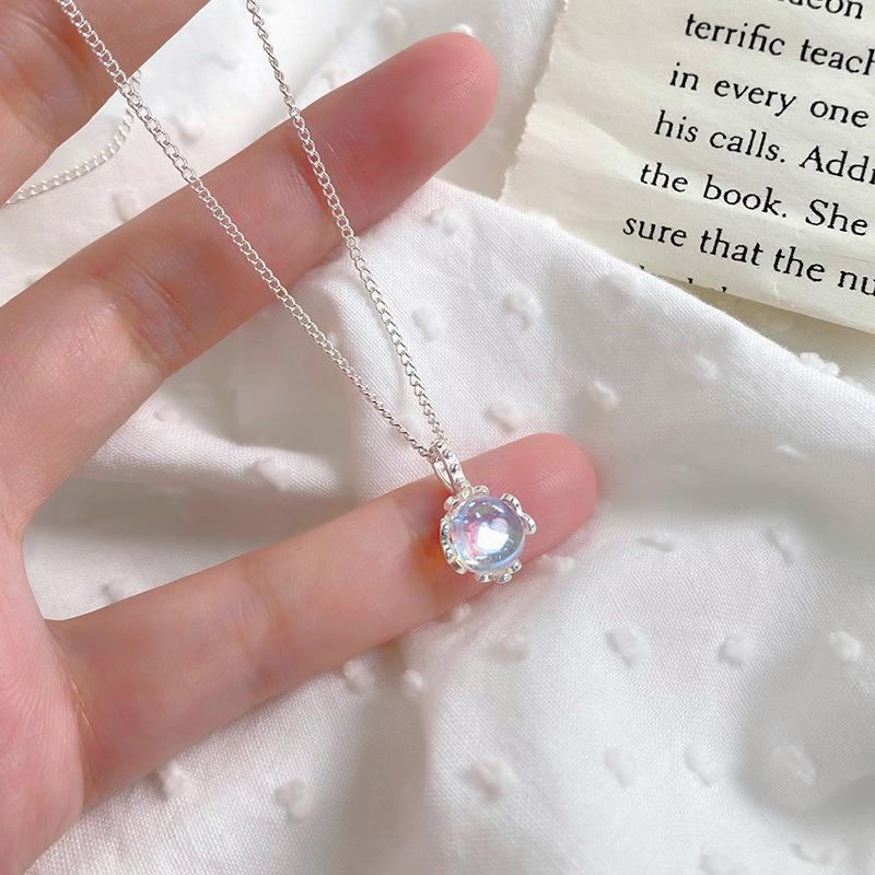 Colorful Stone Pendant Personalized and Versatile Daily Literary Style Niche Design Collarbone Chain