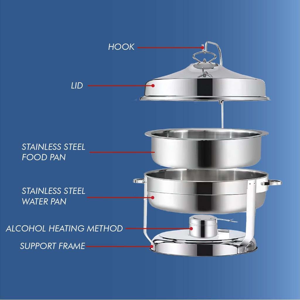 9L Large Capacity Stainless Steel Bell Dome Chafing Dish Restaurant Buffet Serving Dishes Hanging Dome Food Pan