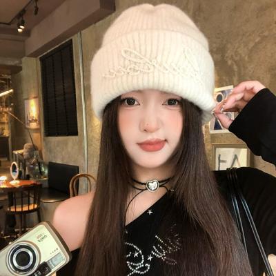 Spring and Autumn Big Head Circumference Showing Face Small Wool Hat Woman