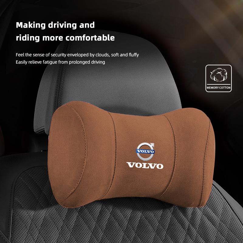 Car Seat Suede Memory Cotton Neck Pillow Headrest For Volvo Xc60 Xc90 V40 V60 S60 V50 V90 S80 C40 XC40 V70 XC70 C30 C70 Rdesign
