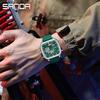 SANDA Retro Square Double Display Electronic Watch Night Light Waterproof Business Leisure Men's Watches Sports Silicone Strap Wristwatch