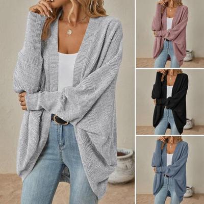 Cardigan Maglione da Donna Manica a Pipistrello Casual Oversize Davanti Aperto Cappotto in Maglia Autunno Inverno Capispalla da Donna