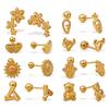 Stylish cute exquisite wind irregular shape stud earrings stainless steel gold plated variety earrings women