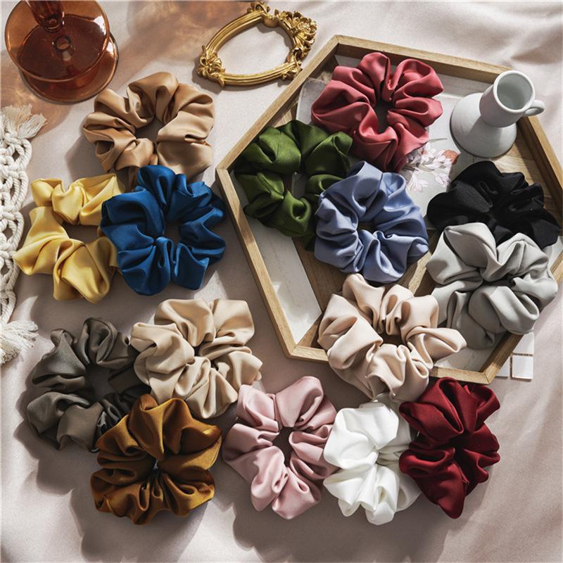 Oversized Glossy Surface Hair Scrunchies High Elasticity Ponytail Holder For Thick Hair Solid Color Aesthetic Tie