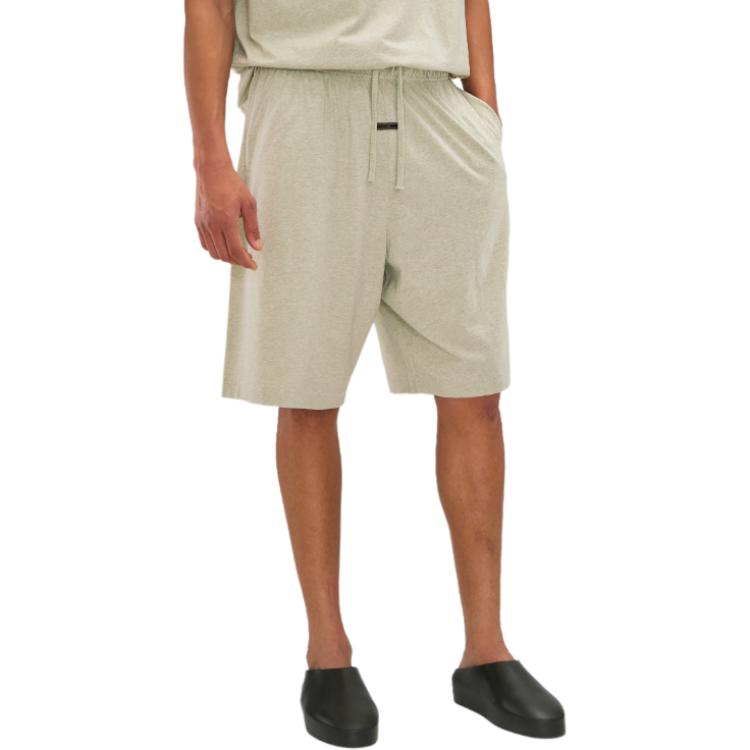 Fear of God Essentials Relaxed Fleece Sweatshort With Piping Heather Stone/Cloud White Men Bottoms Grey 160SP254552F