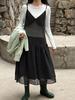 LUXI Women's Retro Polka Dot Layered Vest Dress, Early Spring New Arrival, Lazy Style Spaghetti Strap - 89019