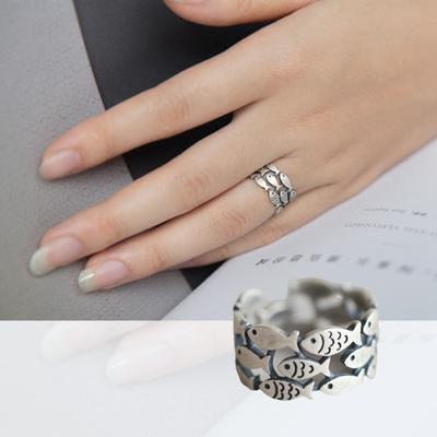 Fish Shape Women Open Ring Cute Adjustable Silver Color Hypoallergenic Solid Metal Finger Ring Fashion Accessory Birthday Gift