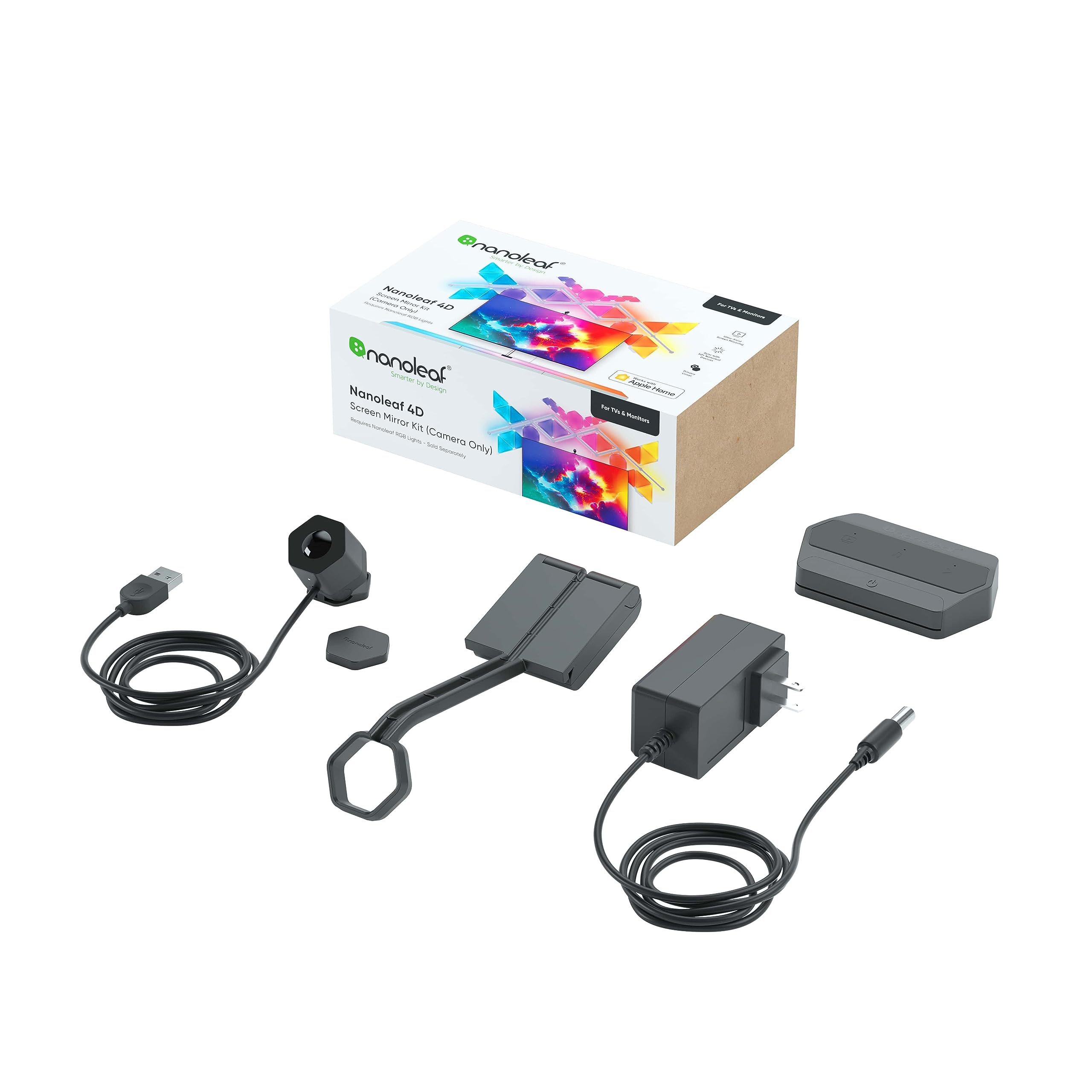 

Nanoleaf 4D Зеркало экрана только с камерой, 16,8 миллионов цветов, RGBCW многоцветный, светодиодная лента, декор для игровой комнаты, NF082K06-1CK