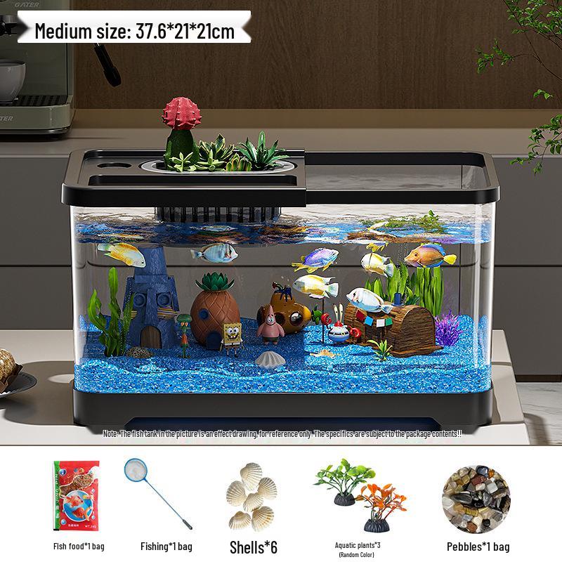 Eco-Friendly Desktop Goldfish Tank with Integrated Filter & Aerator for Living Room – Betta Fish Landscaping Aquarium