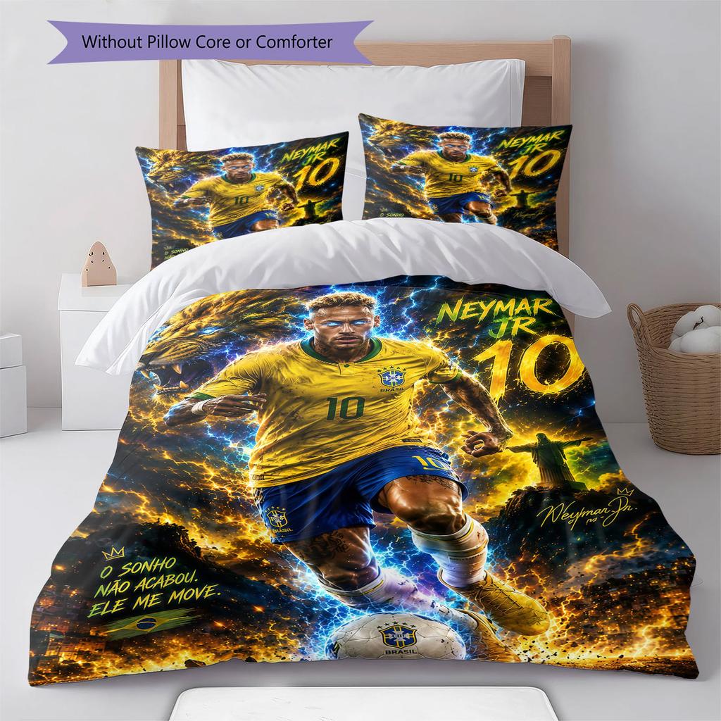Neymar Pattern Bedding,Quilt Set Quilt Cover Pillowcase Home Birthday Gift(1 * duvet cover + 2 * pillowcase, without core)