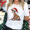 Niedliche Weihnachts-Giraffen-Lichter Lustige Feiertags-Tier-T-Shirts Unisex Festlicher Hut Nikolaus Geschenk T-Shirts Jahr Weihnachten Baumwoll-T-Shirt