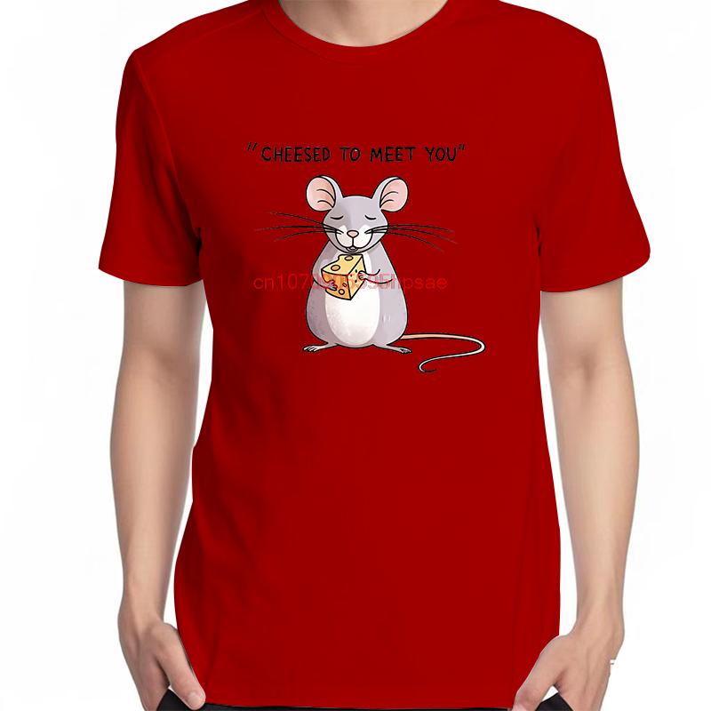 Unisex Adorable Mouse With Cheese Graphic Tshirt Cotton Summer Oneck Tee Shirt Print Top For Unisex And Unisex