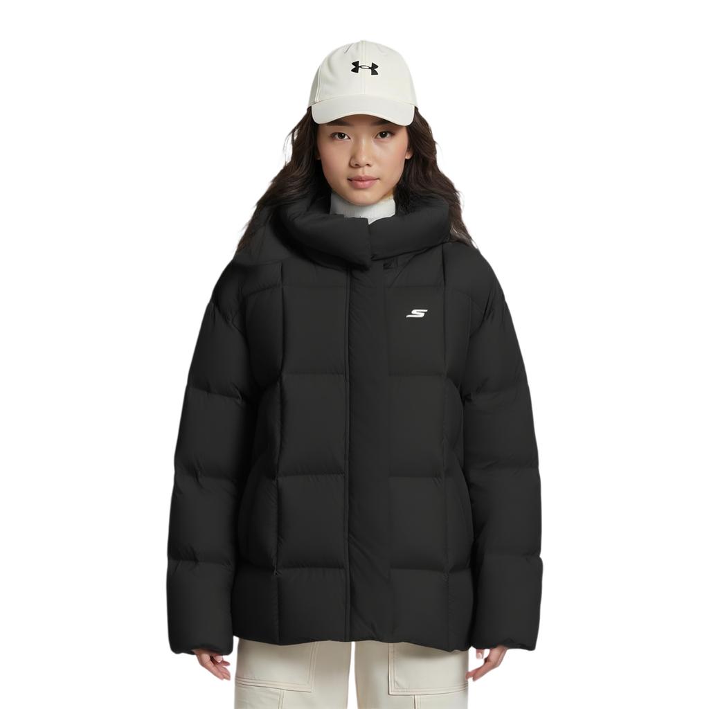 Skechers Windproof Waterproof Oil Resistant Warm Durable Comfortable Versatile Simple Solid Color Short Down Jacket Women outerwear P425W134-0018