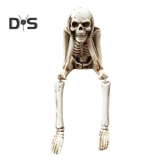 

Украшения в виде скелета на Хэллоуин, сидящие фигурки черепов из смолы, подвижные суставы, статуэтки из костей скелета, реалистичное украшение для дома, книжной полки, стола A