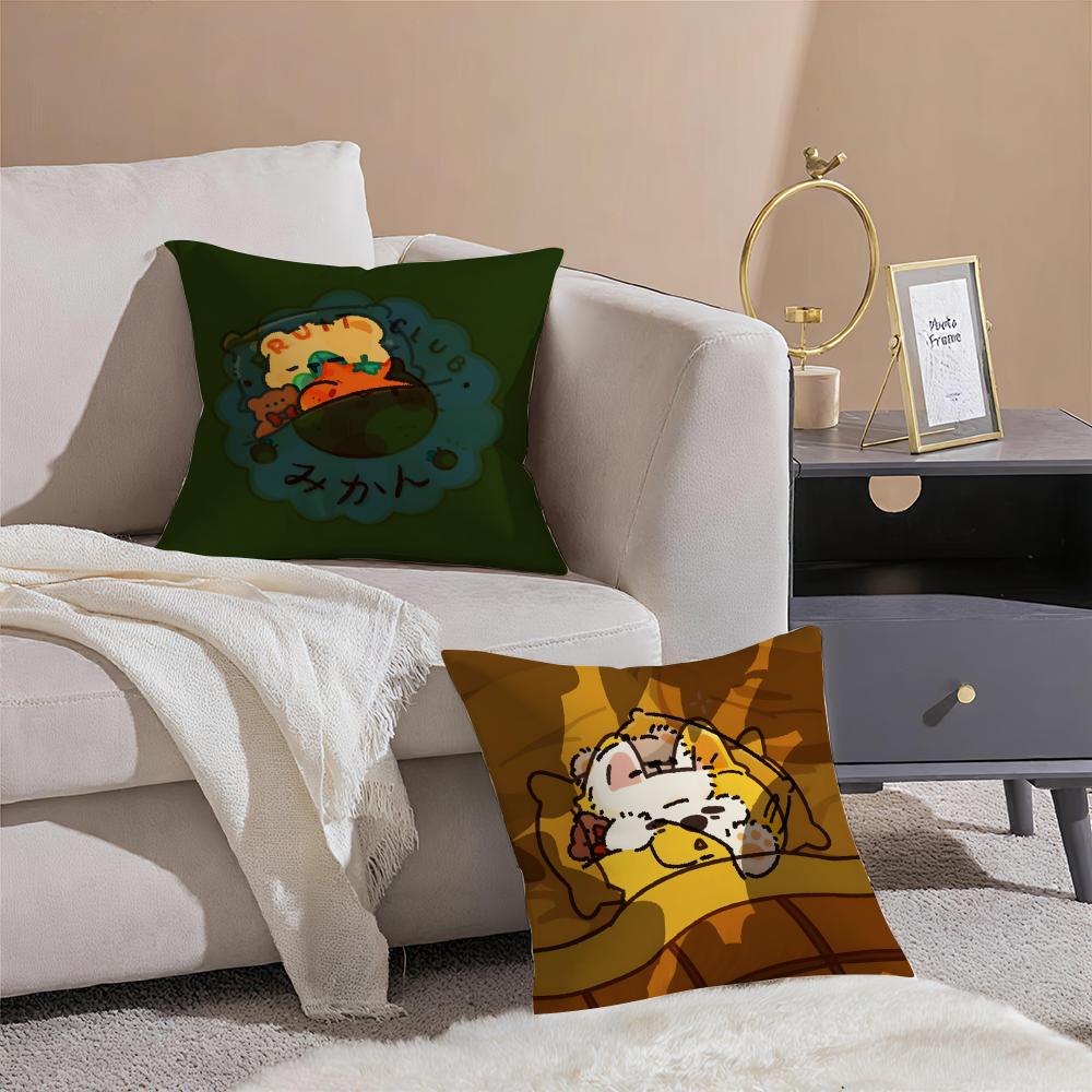 Cute Sleeping Polar Bear Cartoon Pattern Pillow Case Double-Sided Plush Sofa Cushion Covers Organic Breathable Invisible Zipper