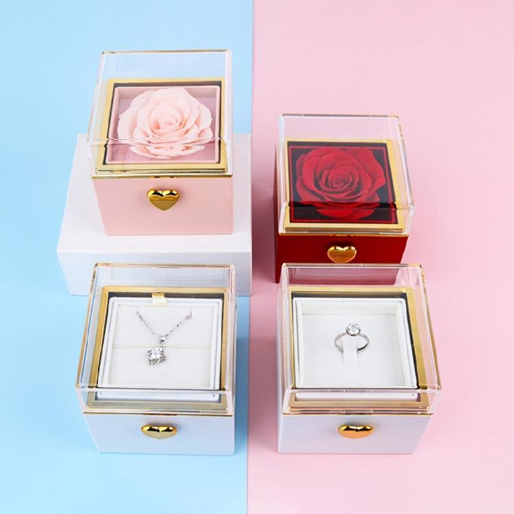 Innovative drehbare Ringbox mit schönem Blumenanhänger Schmuck-Präsentationsetui Geeignet für besondere Überraschungen