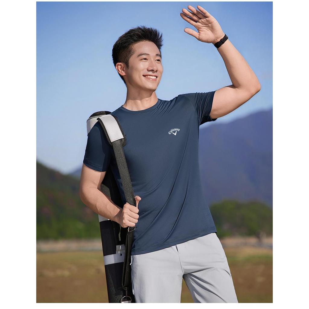 Callaway 2025 Summer Embroidery High-quality Golf Casual Sports Style Solid Color Round Neck Short Sleeved T-shirt