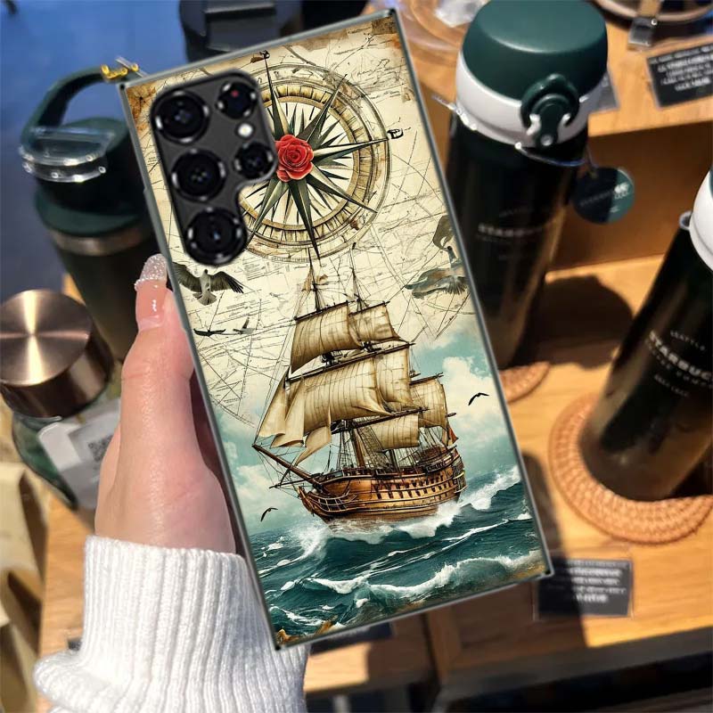 Compass Map Voyage Cases Phone Case for Samsung Galaxy S26 Ultra S25 Edge S24 S23 FE S21 Plus S20 S22 S10 Cover TPU Capa Shell S
