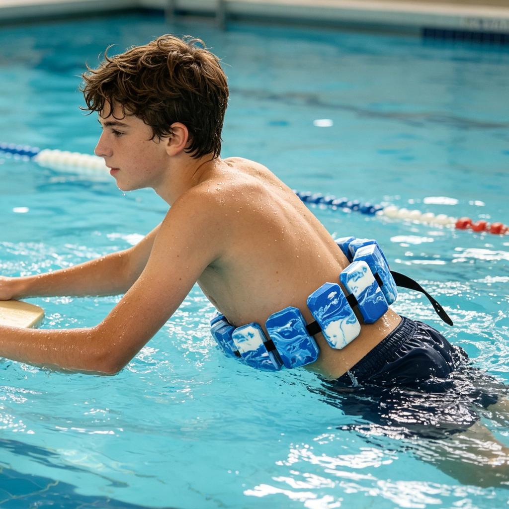 Adjustable Floating Swim Belt with Segmented Foam Blocks and Secure Buckle for Water Exercise and Training