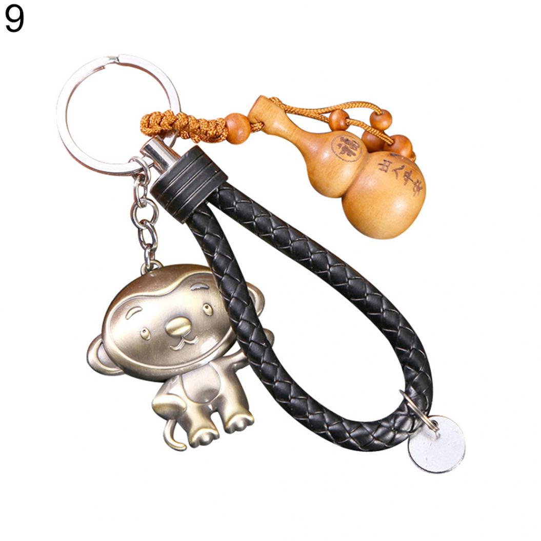 

Китайский зодиакальный символ года животного брелок из персикового дерева, брелок для ключей из сплава, сумка, декор Monkey#