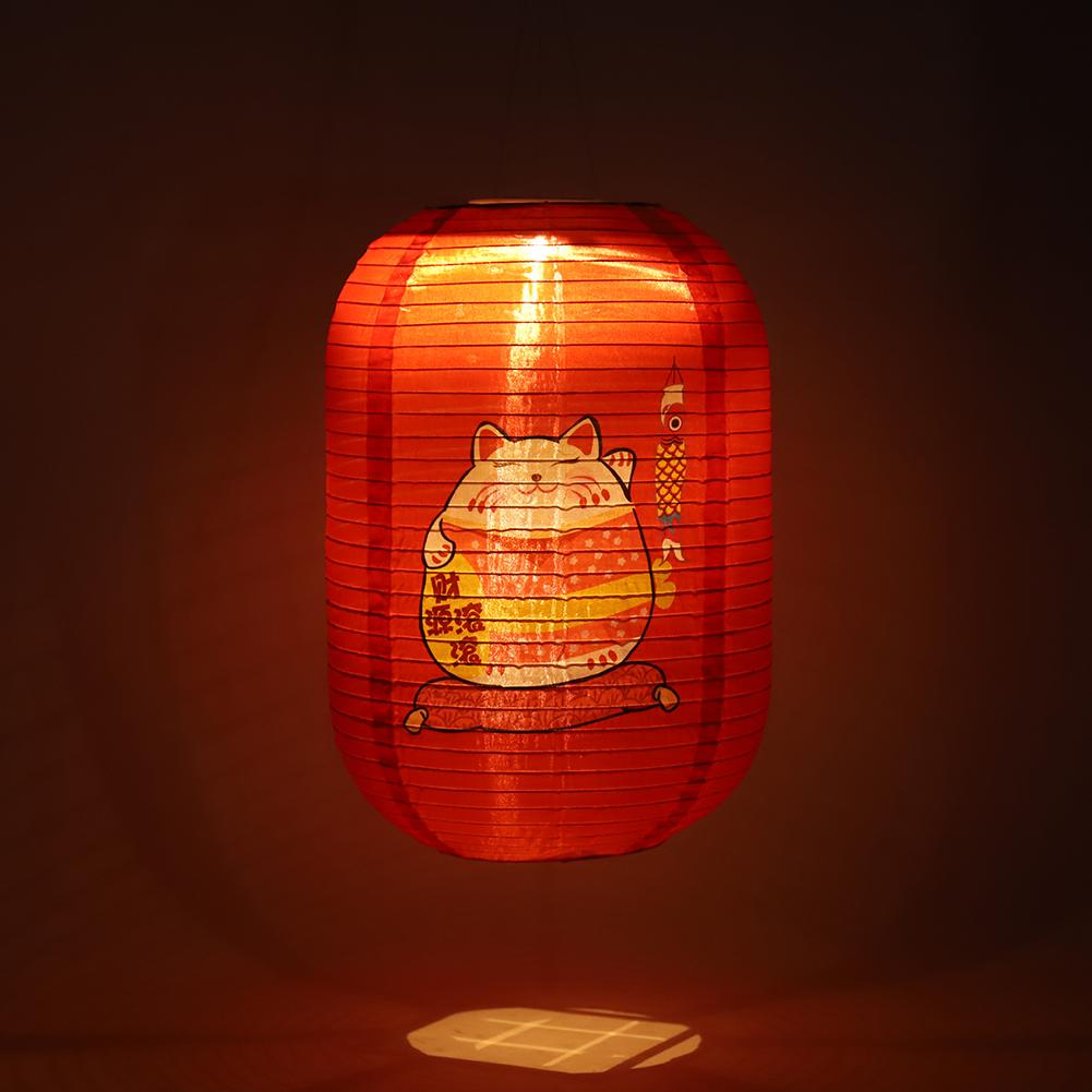 25cm Waterproof Solar Lanterns LED Light Nylon Cloth Chinese Japanese Hanging Lamp Outdoor Garden Yard Holiday Party Decoration
