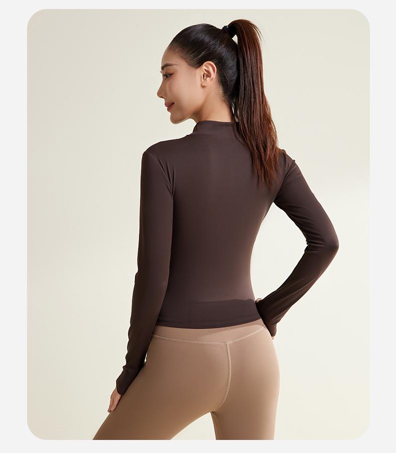 Juyi Hall Colorblock Slim Fit Yoga Jacket with Thumb Holes - Autumn/Winter Fitness Top