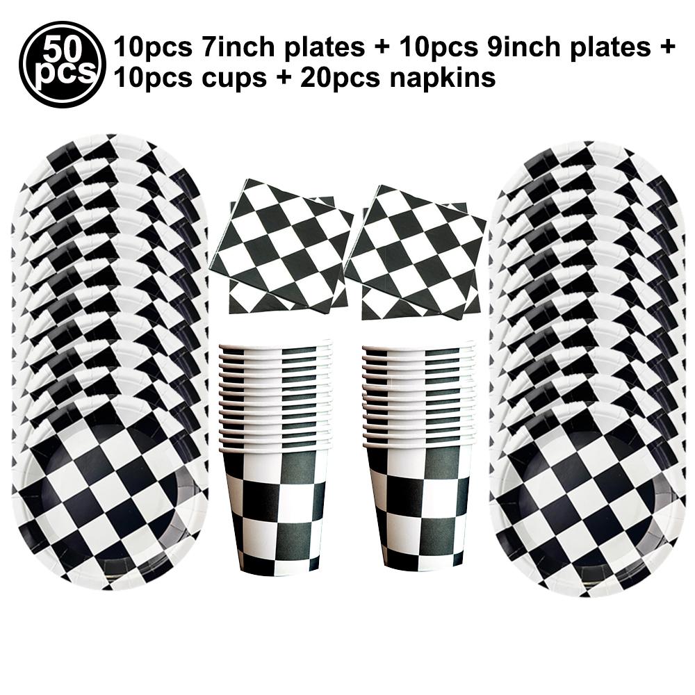 Checkered Race Car Party Black White Checkered Flag Tablecloth Road Tablecloth Racetrack TableCover Racing Birthday Party Decor