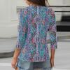 3/4 Length Sleeve Women's Tops Print Vintage Fashion Casual Loose With V Neck Plus Size Shirts Tops