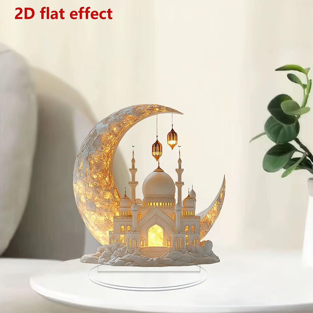 Colorful Printing Acrylic Moon Lantern Flat 2D Art for Bedroom Desktop Family Craft Christmas Party Decoration Festival Gift