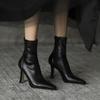 Skinny Boots Pointed High Heel Boots Short Boots Children's Autumn and Winter Single Boots Sexy Thick Heel Elastic Boots