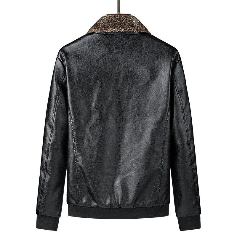 Herren Mode Warm Bomber Leder Verdicken Kunstpelz Lederjacke Revers Parka Mantel Herren Mode Warm Bomber Leder Verdicken Kunstpelz Lederjacke Revers Parka Mantel