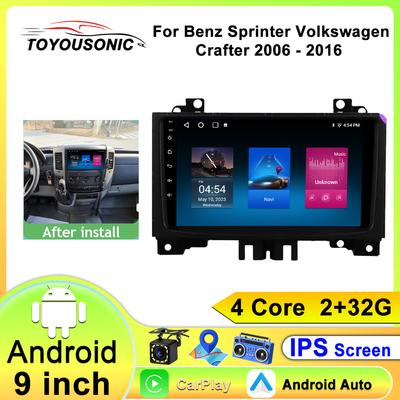 Autoradio Carplay Pour Benz Sprinter Volkswagen Crafter 2006 - 2016 Navigation GPS Android Auto Lecteur Multimédia Unité Stéréo WiFi BT Sans 2din 4G