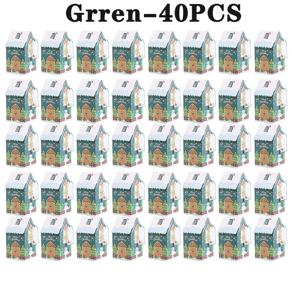 Christmas House Shape Candy Gift Box Christmas Snowman Little House Candy Cookies Packaging bag Bow Boxes Gift Color Box