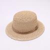 French fashionable handmade straw hat women's summer versatile flat top top hat hemp rope decorative beach sunshade photo hat