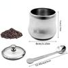 300ml Stainless Steel Sugar Bowl Coffee Seasoning Jar Condiment Pot Spice Container Canister Cruet with Lid and Spoon