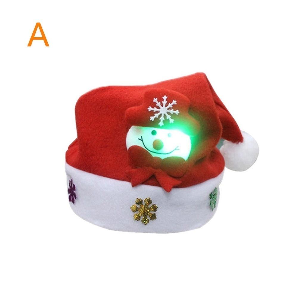 1 Pcs Kids LED Christmas Hat Santa Claus Reindeer Snowman Xmas Gifts Cap Christmas Hats Kids
