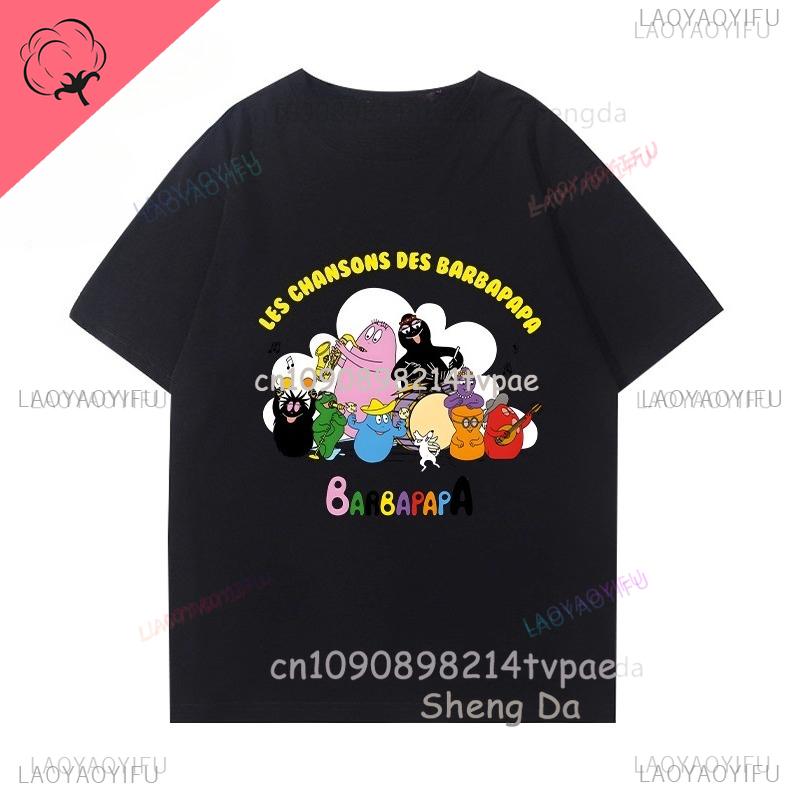 Children T Shirt Barbapapa Cartoon Clothes Boys Girls 100 Cotton Crewneck Casual Kawaii Cute Tee Camisa Printed Shirt