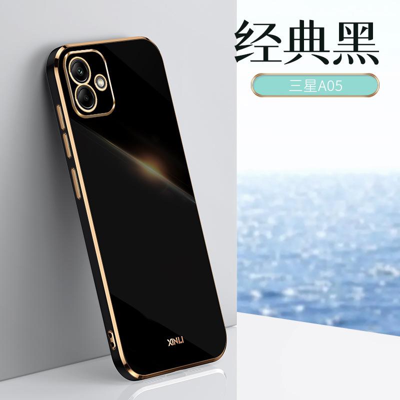 Applicable to Samsung A05 mobile phone case lens all-inclusive straight edge electroplating solid color Galaxy A05S soft case protective case batch